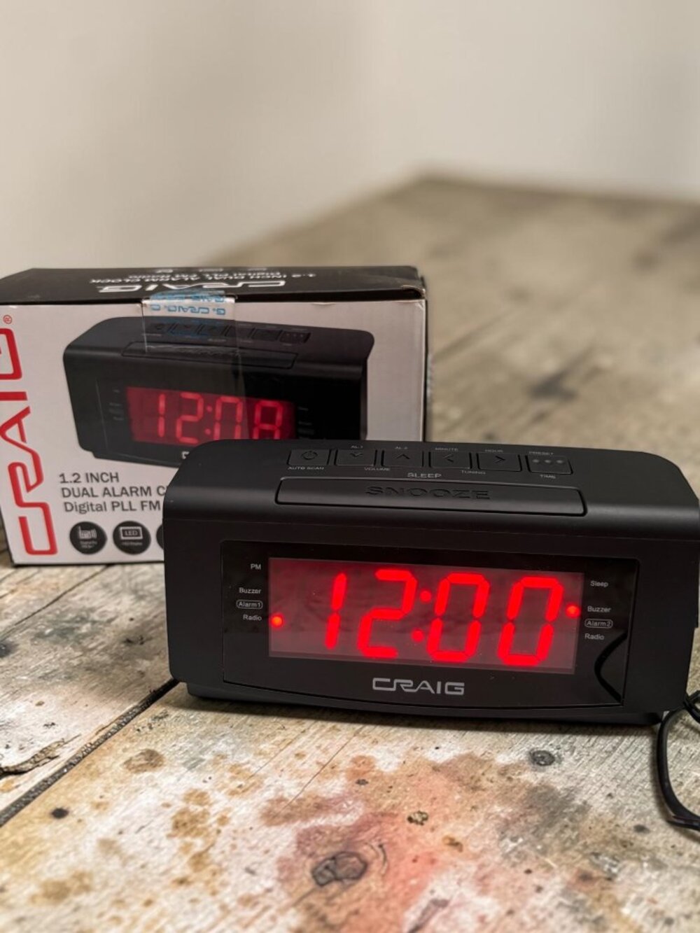 Craig 1.2-Inch Dual Alarm Clock Digital PLL FM Radio With Red LED Display & Snoo